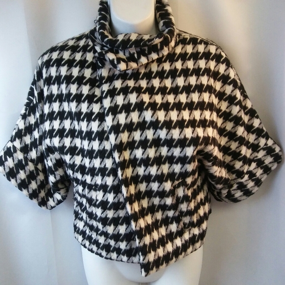 Biz "Capelet"Cropped Houndstooth Retro Coat, S - Picture 4 of 4